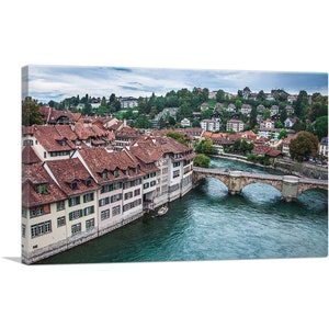 ARTCANVAS Canals in Bern Switzerland Canvas Art Print