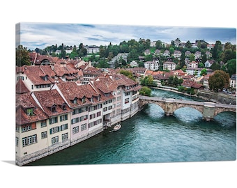ARTCANVAS Canals in Bern Switzerland Canvas Art Print