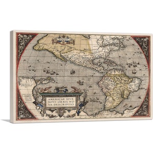 ARTCANVAS The Americas - The New World 1587 by Abraham Ortelius Canvas Art Print