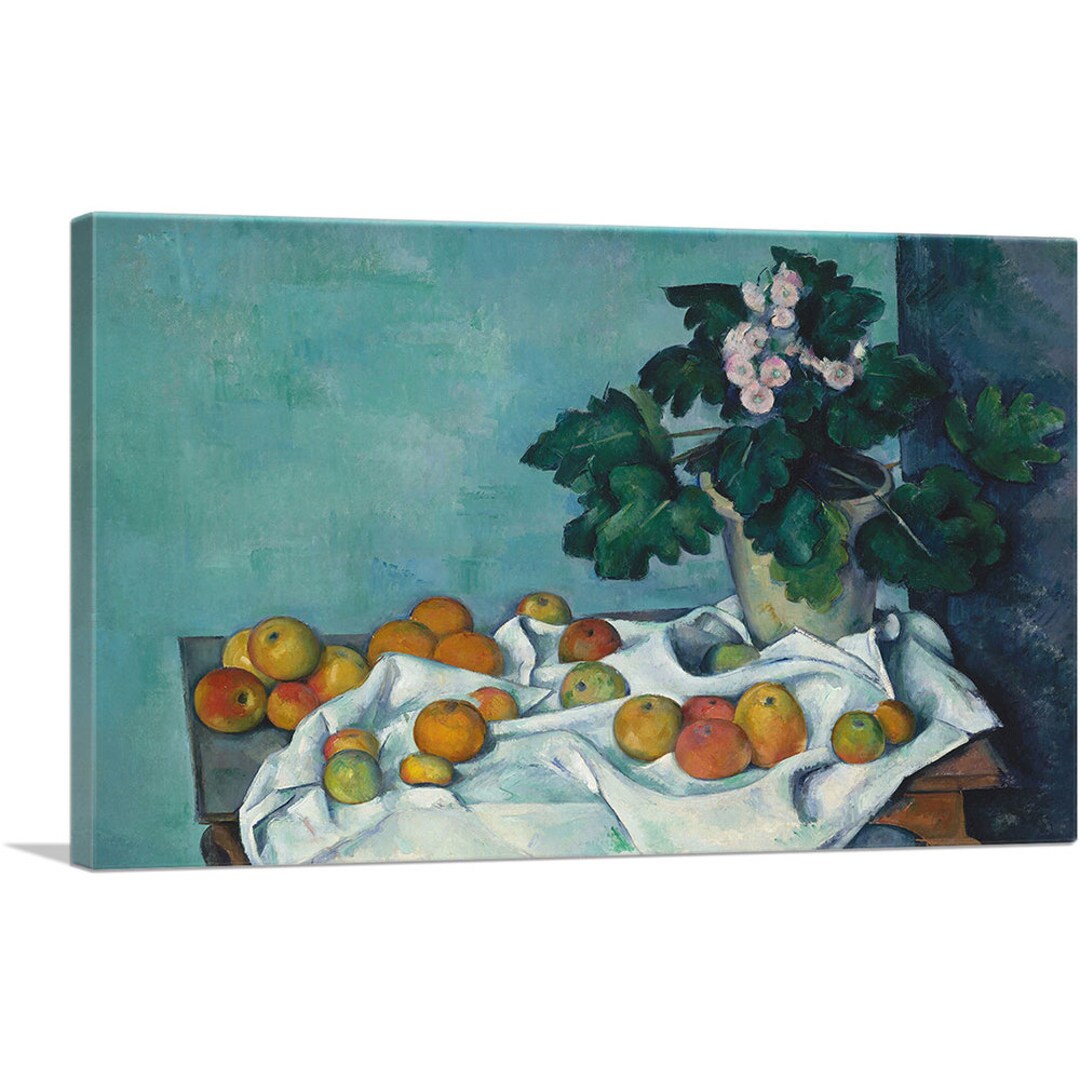 ARTCANVAS Still Life With Apples and a Pot of Primroses 1890 by Paul ...