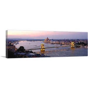 ARTCANVAS Budapest Capital of Hungary Chain Bridge Panoramic Canvas Art Print