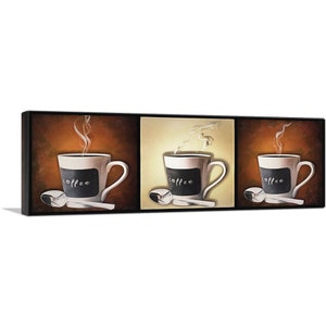 ARTCANVAS Cup of Coffee Home Decor Panoramic Canvas Art Print