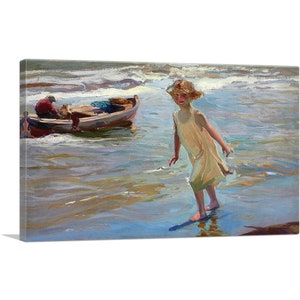 ARTCANVAS Girl on the Beach 1910 by Joaquin Sorolla y Bastida Canvas Art Print