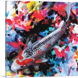 ARTCANVAS Colorful Kohaku Asagi Koi Carp Fish Japan Canvas Art Print