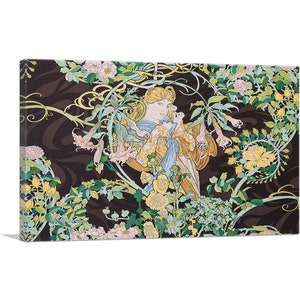 ARTCANVAS Woman with Daisies 1898 by Alphonse Mucha Canvas Art Print
