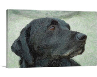 ARTCANVAS Labrador Retriever Dog Breed Black Lab Canvas Art Print 26"x18"