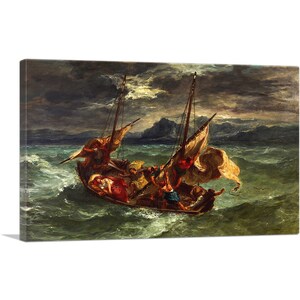 ARTCANVAS Christ on the Sea of Galilee 1854 by Eugene Delacroix Canvas Art Print 26&quot;x18&quot;