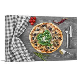 ARTCANVAS Pizza in Kitchen with Pepper, Garlic, and Tomatoes Canvas Art Print