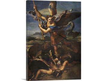 ARTCANVAS St. Michael Vanquishing Satan 1518 by Raphael Canvas Art Print