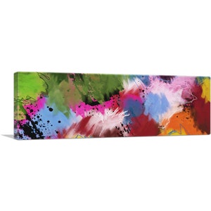 ARTCANVAS Verde Azul Rosa Naranja Lienzo Panorámico Moderno Art Print