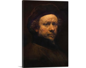 ARTCANVAS Self-Portrait with Beret and Turned-Up Collar 1659 by Rembrandt van Rijn Canvas Art Print