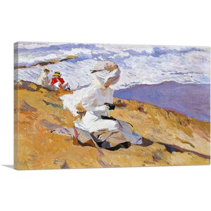 ARTCANVAS Capturing the Moment - The Beach at Biarritz 1906 Canvas Art Print by Joaquin Sorolla y Bastida