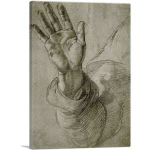 ARTCANVAS Upraised Right Hand, with Palm Facing Outward 1520 by Raphael Canvas Art Print 26&quot;x18&quot;