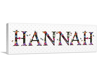 ARTCANVAS Hannah Girls Name Room Decor Canvas Art Print