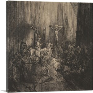 ARTCANVAS Christ Crucified Between the Two Thieves - The Three Crosses 1660 Canvas Art Print by Rembrandt van Rijn