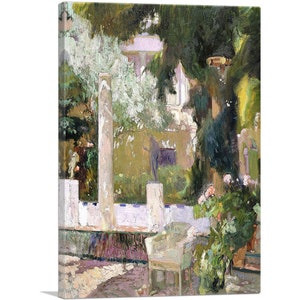 ARTCANVAS The Gardens at the Sorolla Family House 1920 Canvas Art Print by Joaquin Sorolla y Bastida 26"x18"