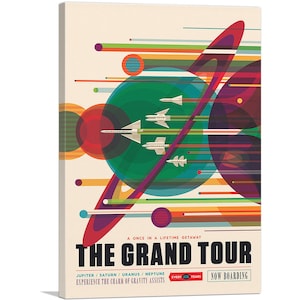 ARTCANVAS The Grand Tour - Once in a Lifetime Getaway on the Voyager NASA Poster Canvas Art Print