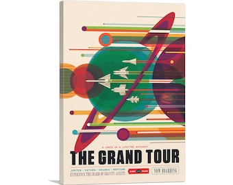ARTCANVAS The Grand Tour - Once in a Lifetime Getaway on the Voyager NASA Poster Canvas Art Print