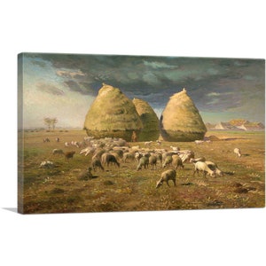 ARTCANVAS Haystacks - Otoño de 1874 de Jean-Francois Millet Lienzo impreso