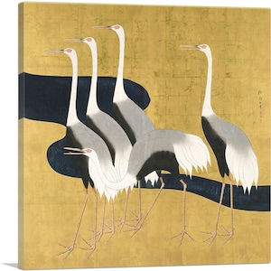 ARTCANVAS Cranes by Sakai Hoitsu Canvas Art Print
