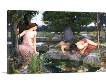 ARTCANVAS Echo and Narcissus 1903 by John William Waterhouse Canvas Art Print 26"x18"