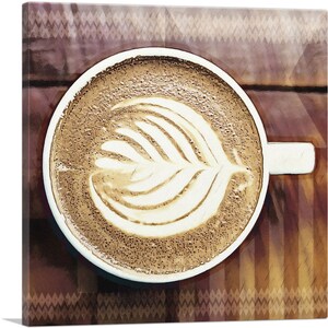 ARTCANVAS Espresso Coffee Pattern Modern Art Painting Home Decor Square Canvas Art Print