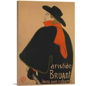ARTCANVAS Aristide Bruant - at His Cabaret 1893 by Henri De Toulouse-Lautrec Canvas Art Print