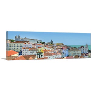 ARTCANVAS Lisboa Portugal Beach City Skyline Canvas Art Print 36&quot;x12&quot;