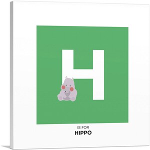 ARTCANVAS Kids Animal Alphabet Letter H Canvas Art Print