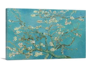 ARTCANVAS Branches with Almond Blossom - Teal Rectangle 1890 by Vincent Van Gogh Canvas Art Print