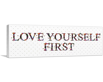 ARTCANVAS Love Yourself First Girls Room Decor Canvas Art Print