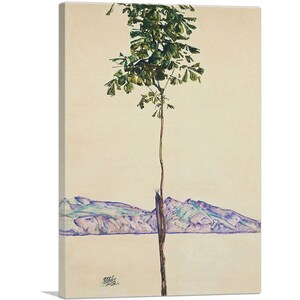 ARTCANVAS Little Tree - Chestnut Tree at Lake Constance 1912 by Egon Schiele Canvas Art Print 26&quot;x18&quot;