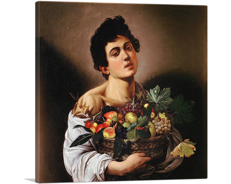 ARTCANVAS Boy With a Basket of Fruit 1593 by Caravaggio Canvas Etsy