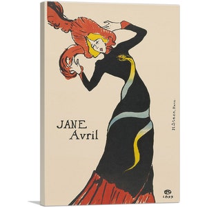 ARTCANVAS Jane Avril 1899 by Henri De Toulouse-Lautrec Canvas Art Print