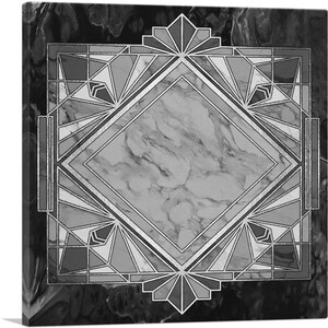 ARTCANVAS Art Deco Geometric Design on Black Canvas Art Print