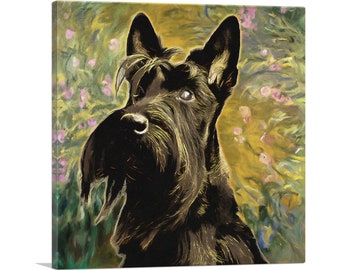 ARTCANVAS Scottish Terrier Dog Breed Flowers Canvas Art Print