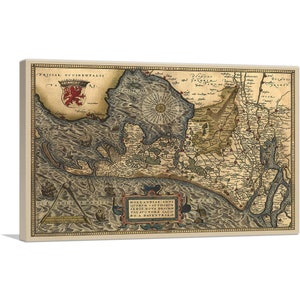 ARTCANVAS Netherlands - Holland 1570 by Abraham Ortelius Canvas Art Print