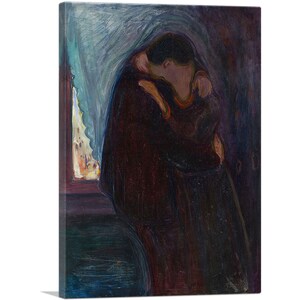 ARTCANVAS The Kiss 1897 Canvas Art Print by Edvard Munch 26&quot;x18&quot;
