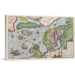ARTCANVAS Septentrionalium Regionum Descrip 1595 by Abraham Ortelius Canvas Art Print