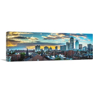 ARTCANVAS Boston City Massachusetts Skyline Panoramic Canvas Art Print