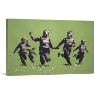 ARTCANVAS Riot Police in the Field by Banksy Canvas Art Print