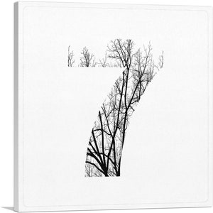 ARTCANVAS Ramas de árbol Número de alfabeto 7 Siete números Lienzo Art Print