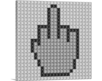ARTCANVAS Emoticon FU Middle Finger Hand Jewel Pixel Canvas Art Print