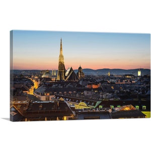 ARTCANVAS Vienna Austria Skyline Sunset Canvas Art Print