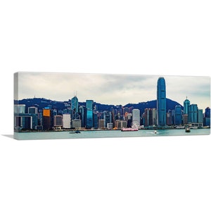 ARTCANVAS Hong Kong China Skyline Panoramic Canvas Art Print 36&quot;x12&quot;