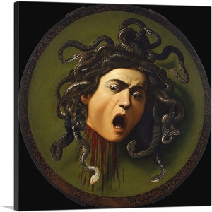 ARTCANVAS Medusa Shield 1597 Black Background by Caravaggio Canvas Art Print