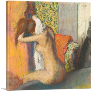 ARTCANVAS After the Bath, Woman Drying Her Neck 1895 by Edgar Degas Canvas Art Print