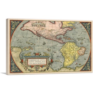 ARTCANVAS Western Hemisphere 1587 by Abraham Ortelius Canvas Art Print