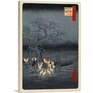 ARTCANVAS New Year&#39;s Eve Foxfires at the Changing Tree 1857 by Utagawa Hiroshige Canvas Art Print