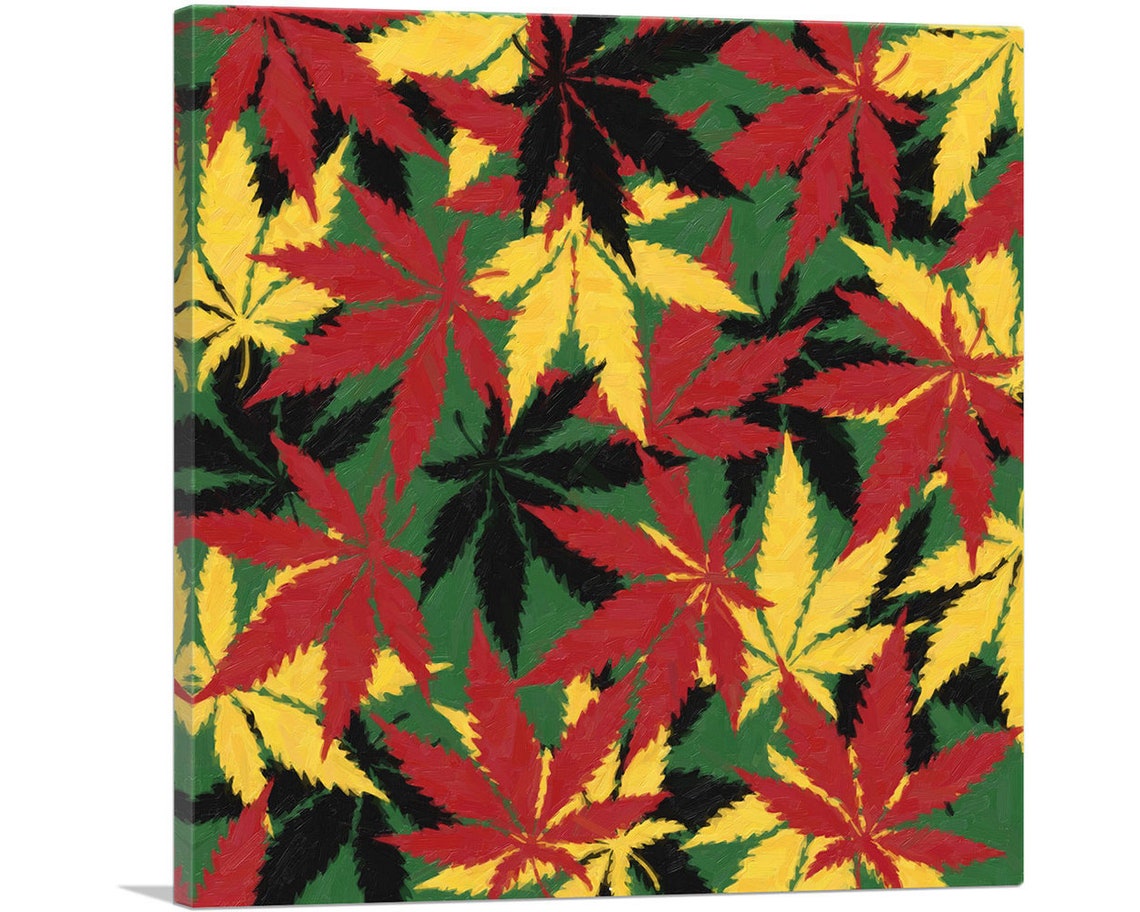 ARTCANVAS Green Yellow Black Camo Cannabis Pot Camouflage Weed Etsy